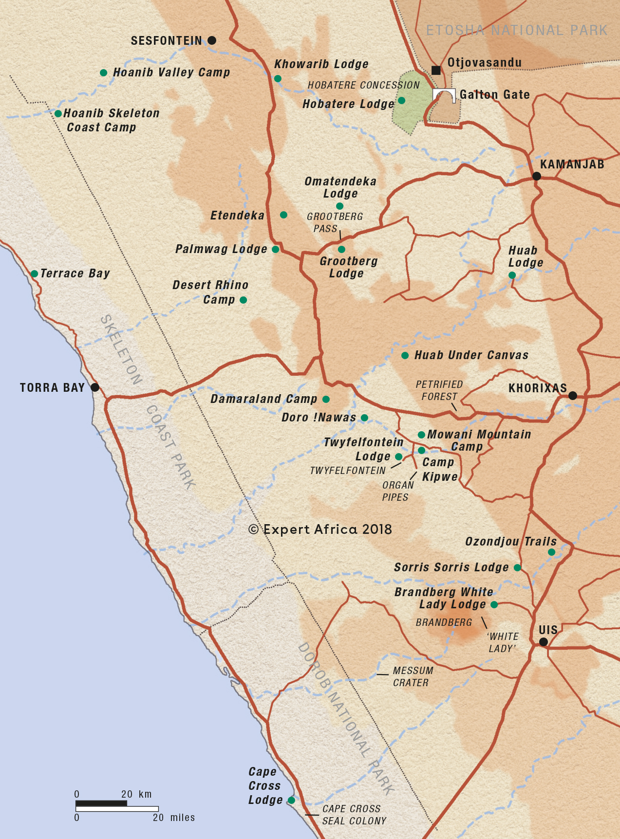 Reference map of Damaraland, Namibia | Expert Africa