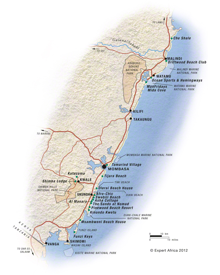 The Kenya Coast Mapw 