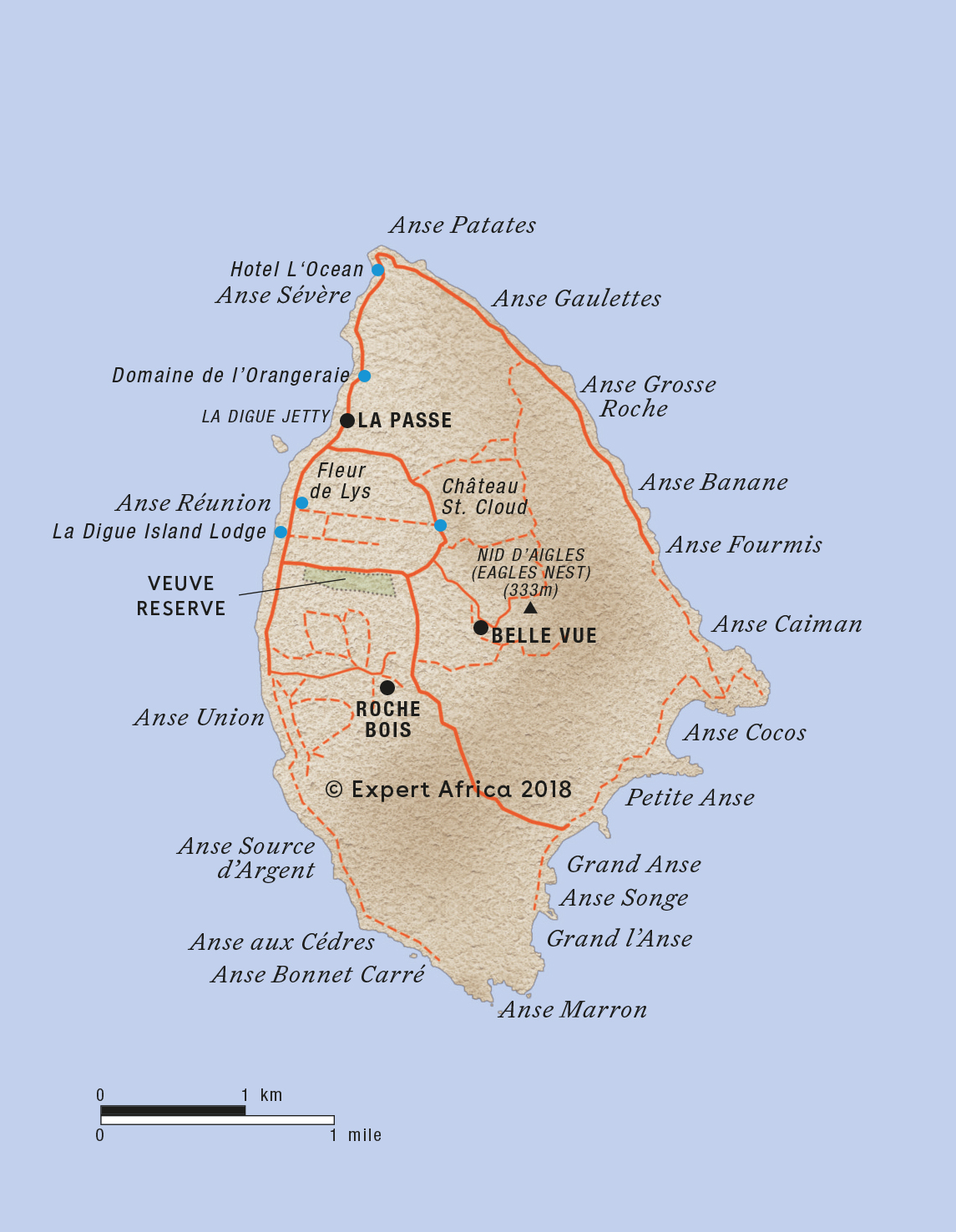 La Digue Island reference map in Seychelles | Expert Africa